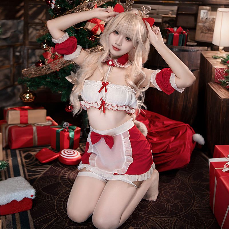 Fée et moiBedwarmer Christmas Maid Exposed Buttocks Tube Top Temptation Set[X2 Cosplay-116]